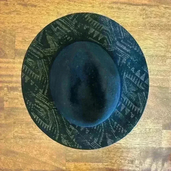 Ruggine Women’s Boho 100% Wool Laser Print Brim Panama Hat Black Brown - Picture 2 of 7